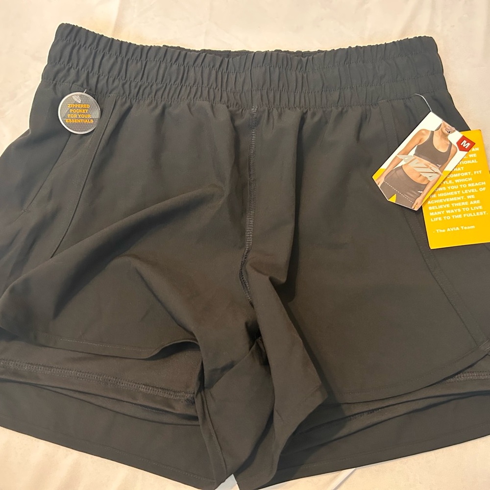 Avia Black Athletic Shorts Lightweight Performance